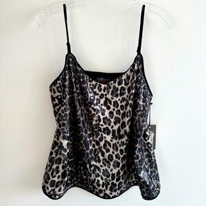 Vince Camino Womens Highland F1 Sequin Animal Print Tank Size Small NWT